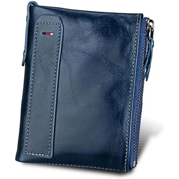 small wallet for women Leather Bifold Compact Card Holder Zipper Pocket Wallet - Picture 1 of 4